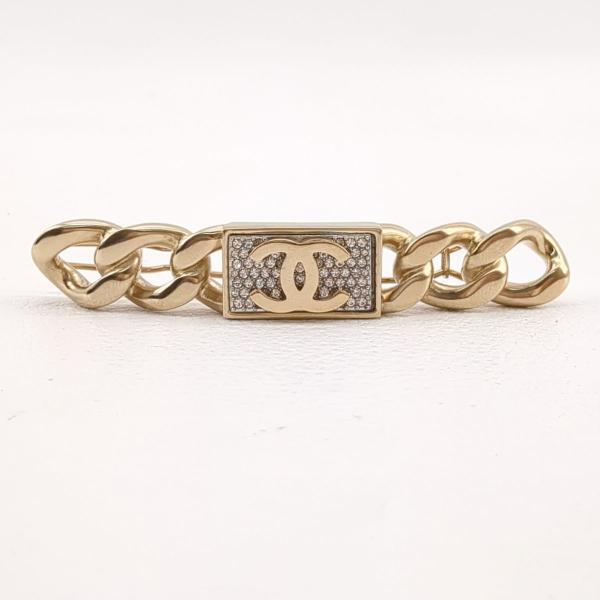 シャネル ココマーク バレッタ B21 C CHANEL 箱付 CHANEL ゴールド ラインストーン ブランドアクセサリー ◆2005拍卖
