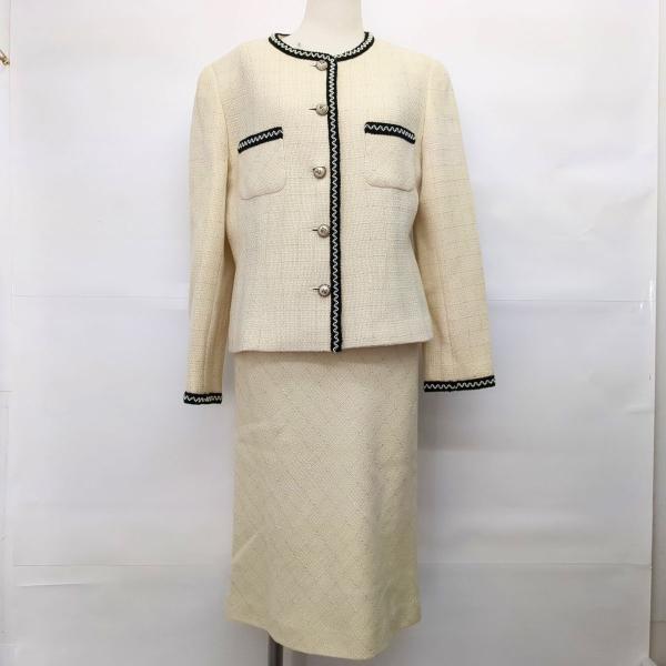 美品】MADAM JOCONDE マダムジョコンダ セットアップ スカート ウール ベージュ サイズ MJ-9 MS-9 アイボリー 35FQ106 ◆2005拍卖