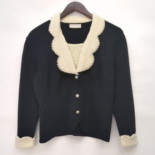 MAGLIA LILIANA リリアーナ ニットカーディガン パール ウール サイズ不明 ブラック DOALE-13980 ◆2005拍卖