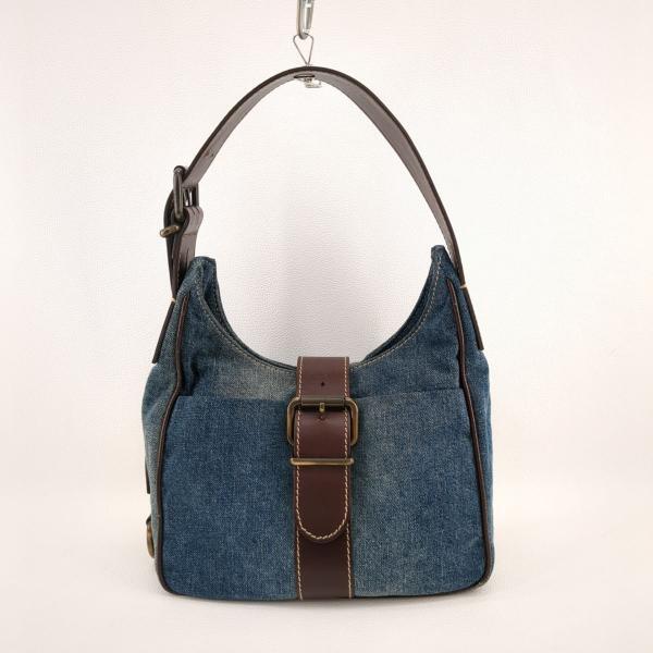 フェンディ ワンショルダー ハンドバッグ デニム×レザー ブルー×ブラウン FENDI ◆2005拍卖