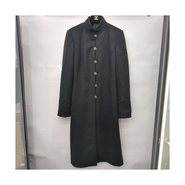 美品】CHANEL カシミヤ スタンドカラーコート サイズ40 ブラック P38610V26009 94305 メティエダールコレクション ◆2005拍卖