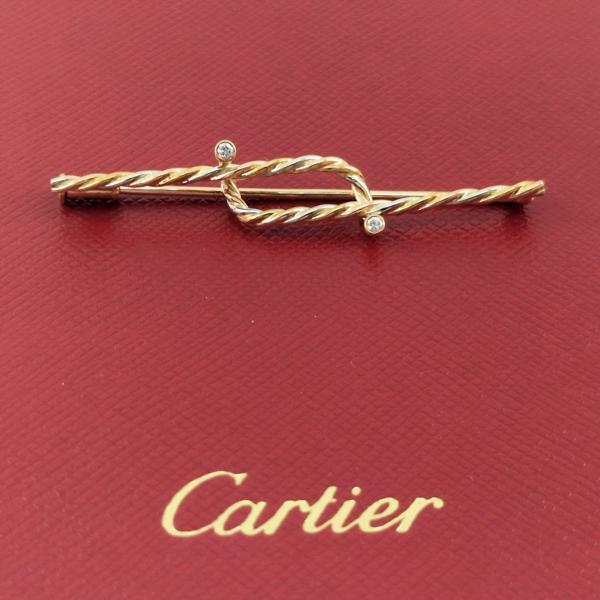 美品 希少】カルティエ ブローチ トリニティデザイン 3.2g G PG WG K18 750 ダイヤモンド2P Cartier ユニセックス ◆2005拍卖