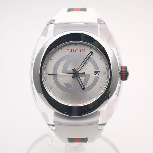 グッチ シンク YA-137102A クオーツ メンズ 腕時計 シルバー文字盤 GUCCI 箱・ケース・取説付 電池交換済み ◆2005拍卖