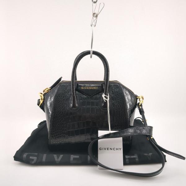 極美品】ジバンシー アンティゴナ ミニバッグ 2WAYショルダー ハンドバッグ BB500JB0LK 001 クロコ型押しレザー 現行品 ◆2005拍卖