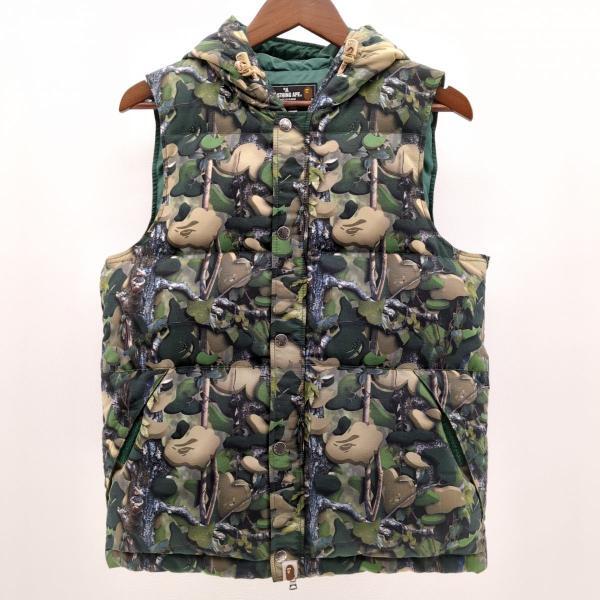 A BATHING APE ダウンベスト グリーン カモフラージュ柄 SIZE M メンズ アベイシング エイプ ◆2006拍卖