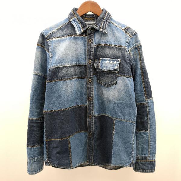 チェリーサンバースト デニムパッチワークシャツ ブルー サイズ 46 CHERRY SUNBURST ◆2006拍卖