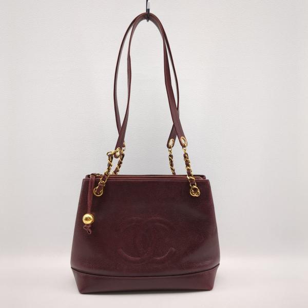 シャネル ショルダーバッグ 2543544 キャビアスキンレザー ワインレッド ココマーク CHANEL ◆2006拍卖