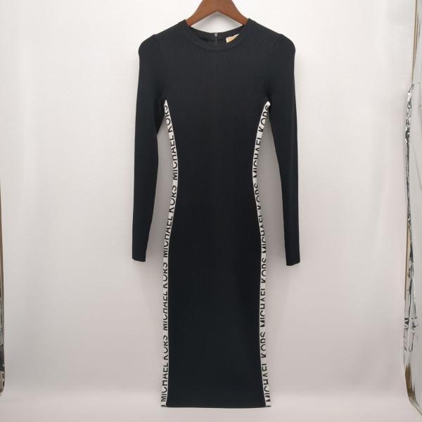 未使用品 マイケル コース リブワンピース SIZE XS ブラック サイドロゴ レディース JH3824W5ZV MICHAEL KORS ◆2006拍卖