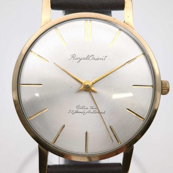 ロイヤルオリエント ウルトラ シン 手巻き 23石 S114546 メンズ シルバー文字盤 アンティーク ORIENT 中古 ◆2008拍卖