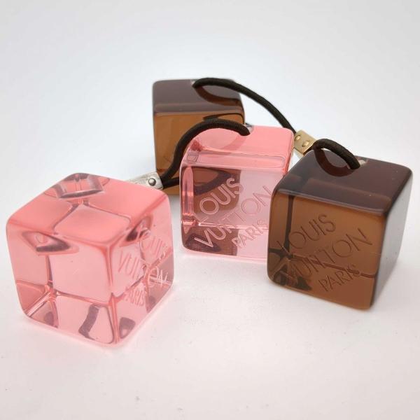 ルイヴィトン ヘアゴム ヘアアクセサリー キューブ 2個セット ピンク ブラウン LOUIS VUITTON 中古 ◆2008拍卖
