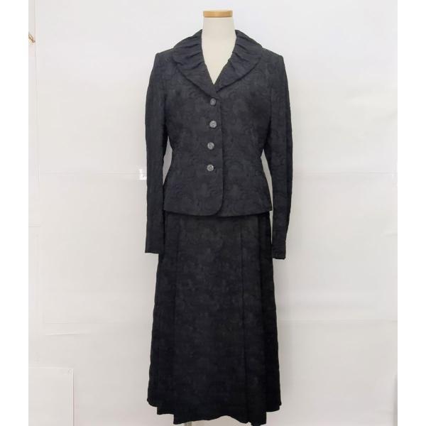 美品】CHRISTIAN AUJARD pret a porterクリスチャンオジャール スカートジャケットセットアップ ブラック9ATプレタポルテ ◆2005拍卖