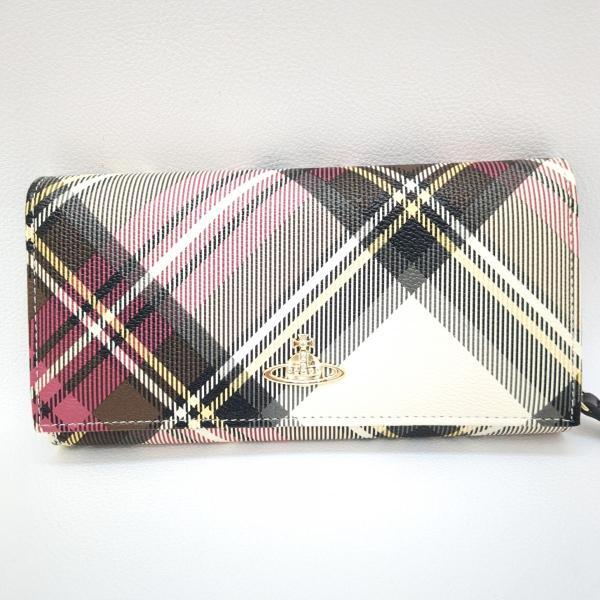 美品 ヴィヴィアンウェストウッド 長財布 ラウンドファスナー チェック オーブ 箱 Vivienne Westwood 中古 ◆2008拍卖