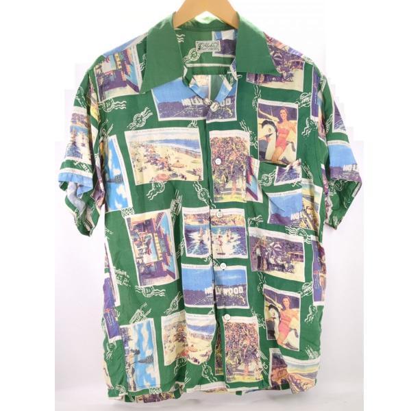 【中古】 Aloha for SUN SURF アロハシャツ グリーン 511-M32426 半袖 開襟シャツ アロハ サンサーフ 汚れ等有 古着 リユース ◆2003拍卖