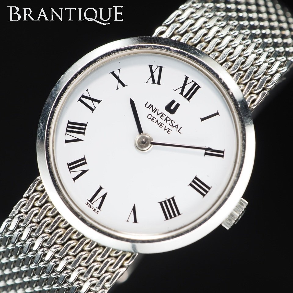 ◆即決あり◆ UNIVERSAL ユニバーサル SS 842610 手巻き 白 文字盤 ローマンインデックス USED 稼働 レディース 腕時計 「27847」拍卖