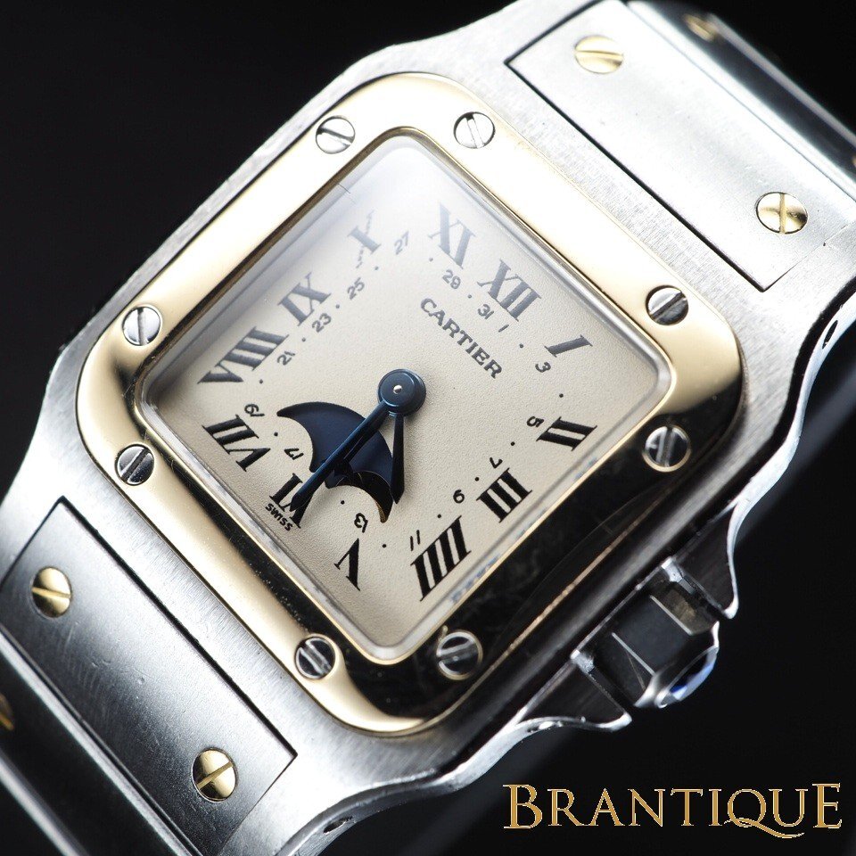 ◆OH済/即決◆ Cartier カルティエ サントスガルベ ムーンフェイズ SM W20008C4 YG/SS QZ メーカー 修理 USED 稼働 レディース 「26395」拍卖
