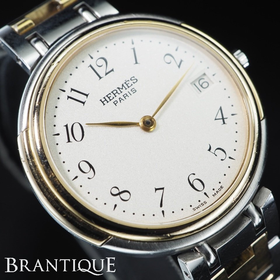 ◆即決あり◆ HERMES エルメス ウィンザー GP/SS QZ アラビアンインデックス USED 稼働 メンズ 腕時計 箱 ケース 「27834」拍卖