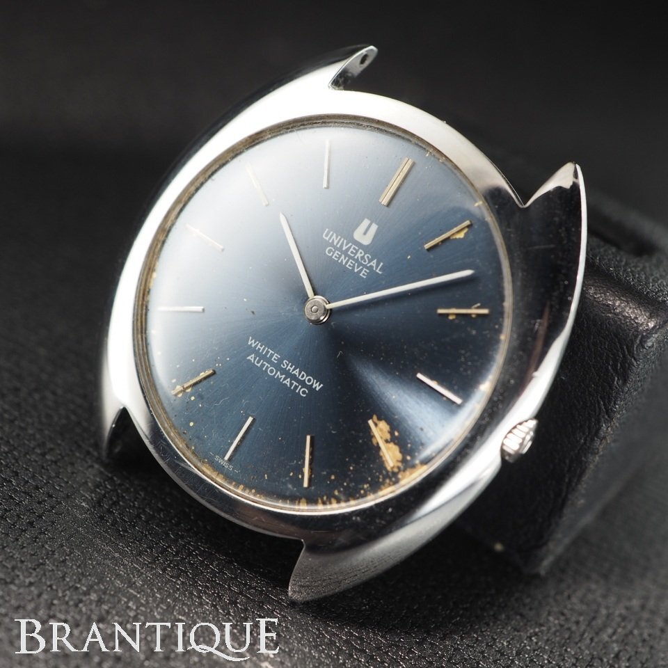 【ジャンク】 ■1円~■ UNIVERSAL GENEVE ユニバーサルジュネーブ SS ホワイトシャドウ 自動巻き 866101 マイクロローター 要OH 「27892」拍卖
