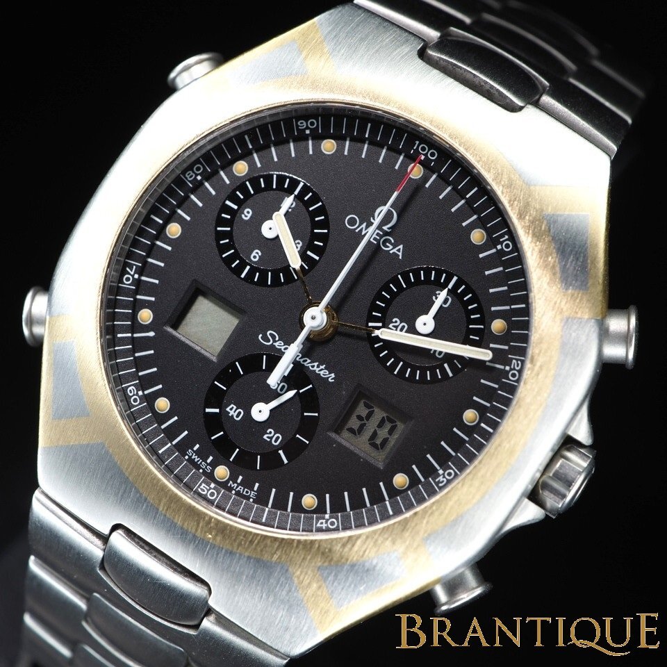 ◆1円~◆ OMEGA オメガ シーマスター ポラリス クロノ YG/SS QZ クロノグラフ 386.1231 デジアナ USED 稼働 メンズ 腕時計 「27903」拍卖