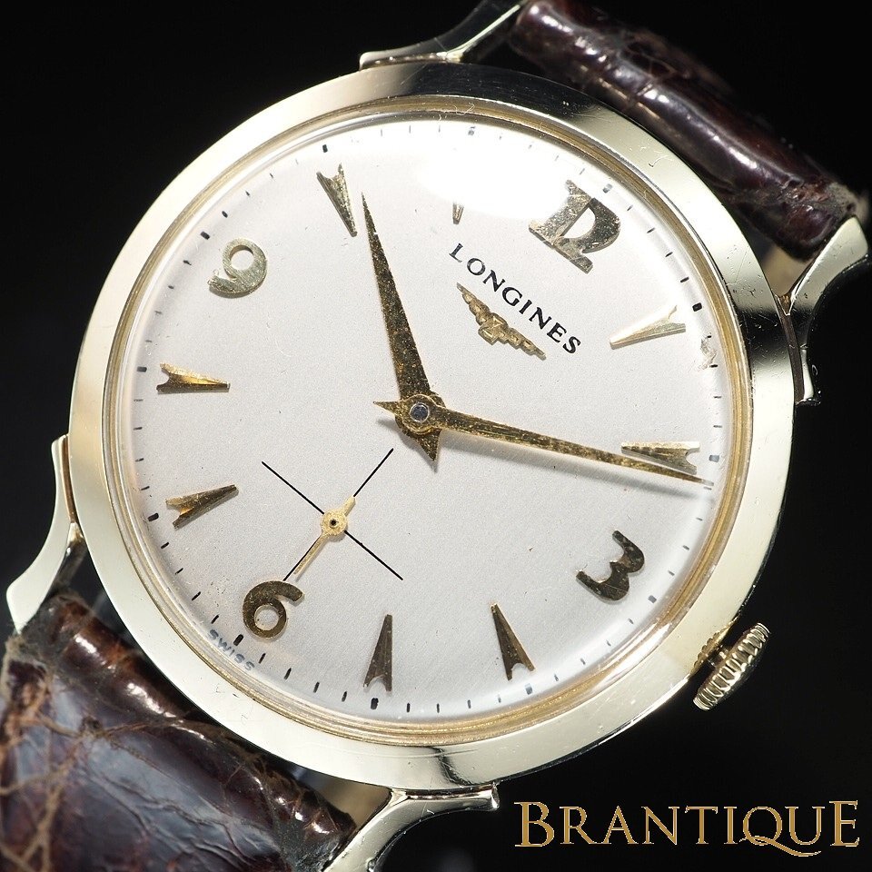 ◆1円~◆ LONGINES ロンジン 2033P YG 革 14K 手巻き スモールセコンド 楔インデックス USED 稼働 メンズ 腕時計 「27899」拍卖