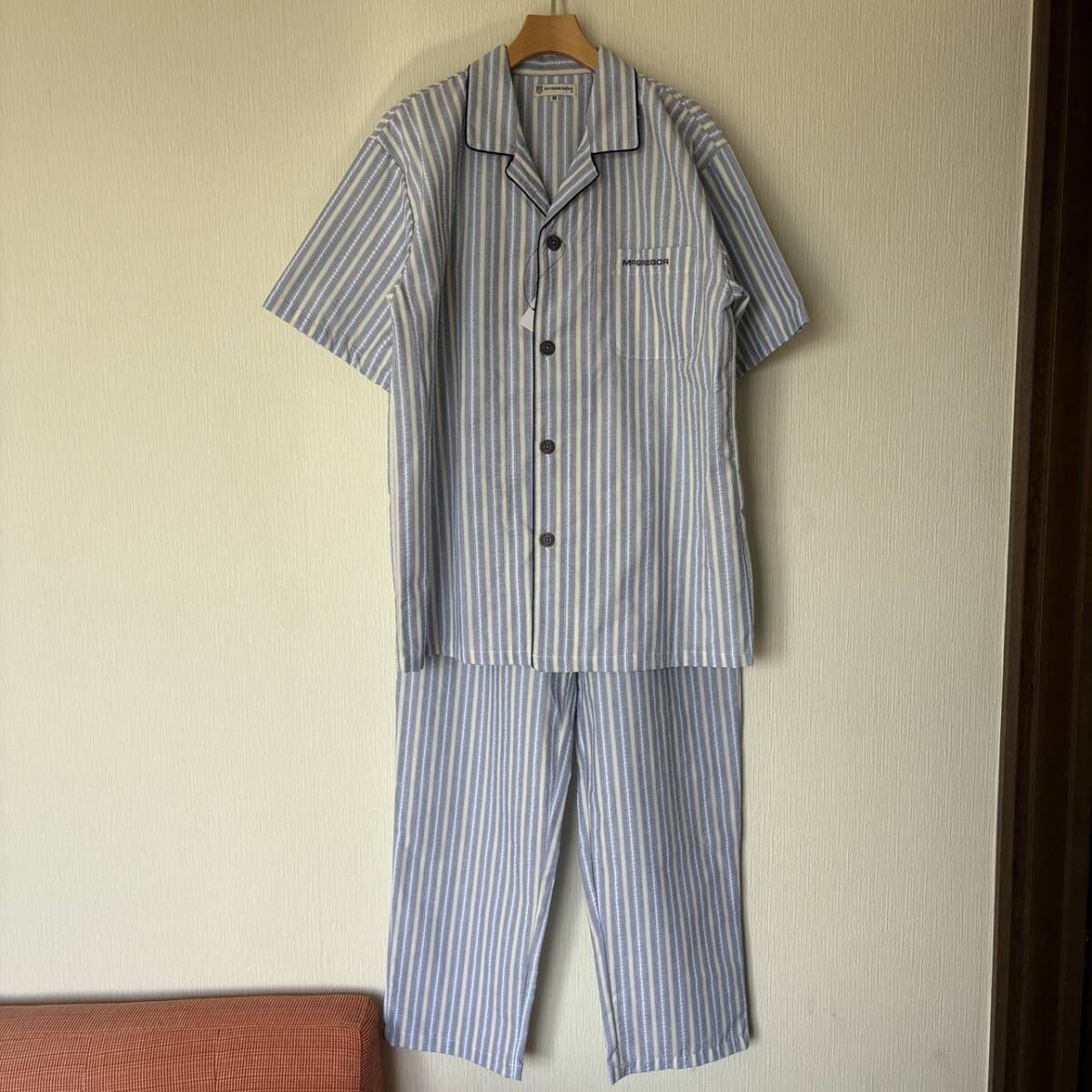 新品未使用■McGREGOR・マクレガー■紳士・メンズ■半袖パジャマ・長ズボン■ストライプ柄・ブルー■Mサイズ拍卖
