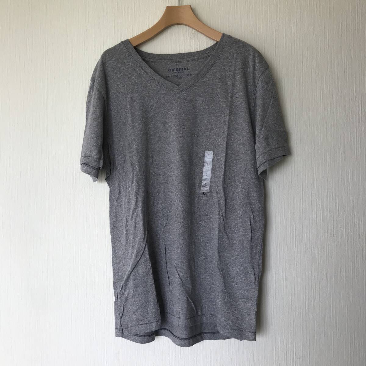 新品未使用 SPAOスパオ 半袖Tシャツ無地 Vネック グレー メンズ紳士 L拍卖