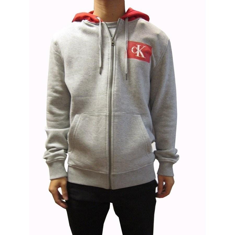 新品 ◆グレー/レッド ◆(S) ◆CALVIN KLEIN JEANS ◆カルバンクライン ジーンズ CK ◆ジップフード ◆ジップパーカー ◆全国送料無料拍卖