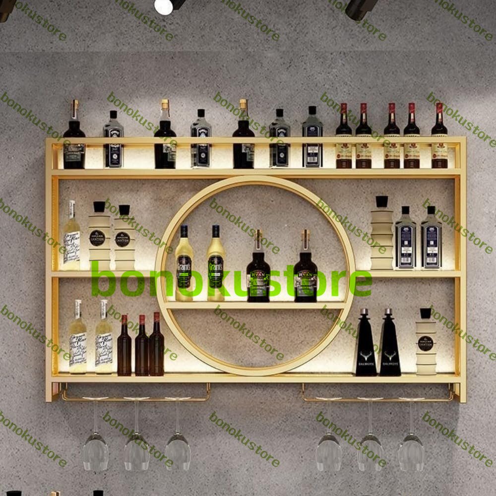 ワインラック ワインホルダー酒ラック壁掛け ディスプレイスタンド 酒 棚壁掛け式 吊り下げ 壁ワインラックワイン置き(ゴールデン140cm)拍卖