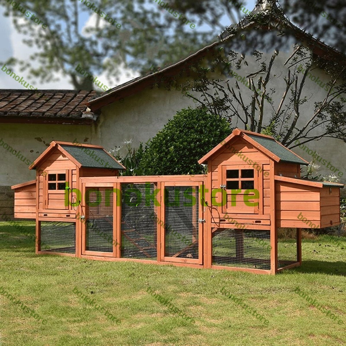 鶏小屋 屋外 木製 大型 鶏舎 ヘンハウス 砂瀝青屋根 耐候性 防雨/防風性/断熱性 家禽ケージ 滑り止め階段 組み立て簡単 6-8羽の鶏用拍卖