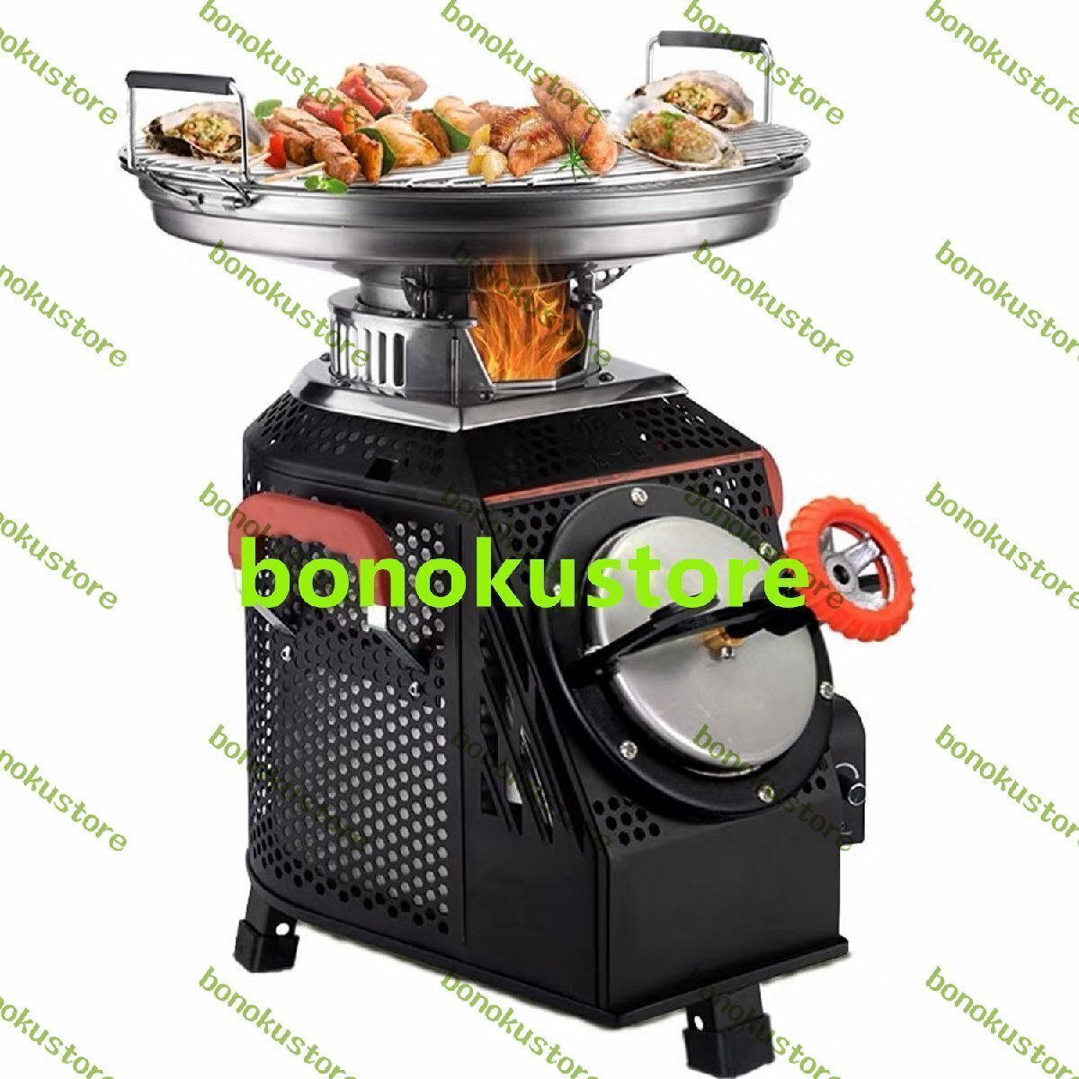 ポータブルキャンプ用薪ストーブ 3レベル調節可能な無煙バーベキューグリル 360°均一ベーキング 適応ポットラック キャンプ 庭 公園拍卖