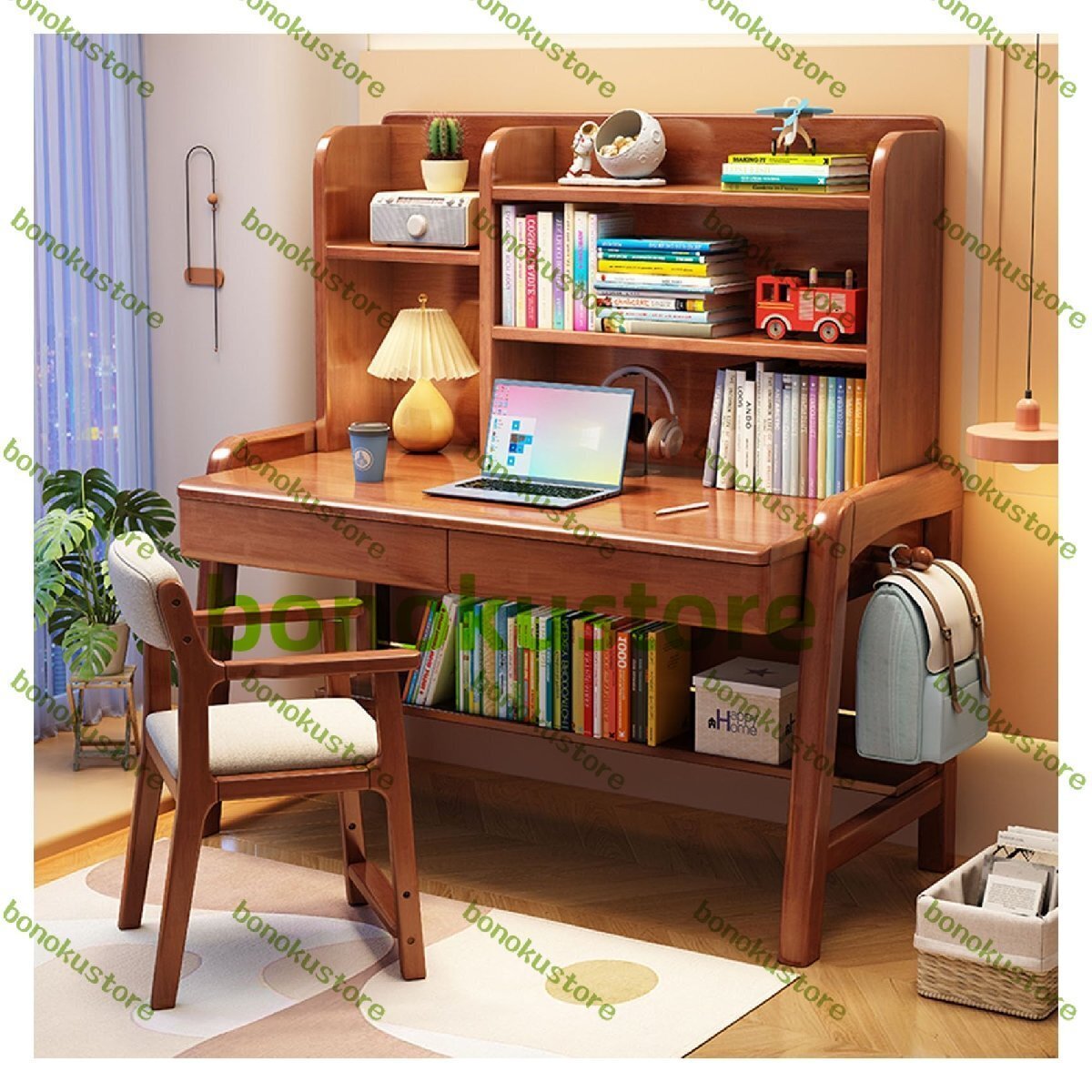 木製 学習机学習テーブル 家庭用 学習机 スーツ 作業台 高さ調節可能 引き出し付き 学習机勉強机スーツ テーブル+椅子 145*60*140cm拍卖