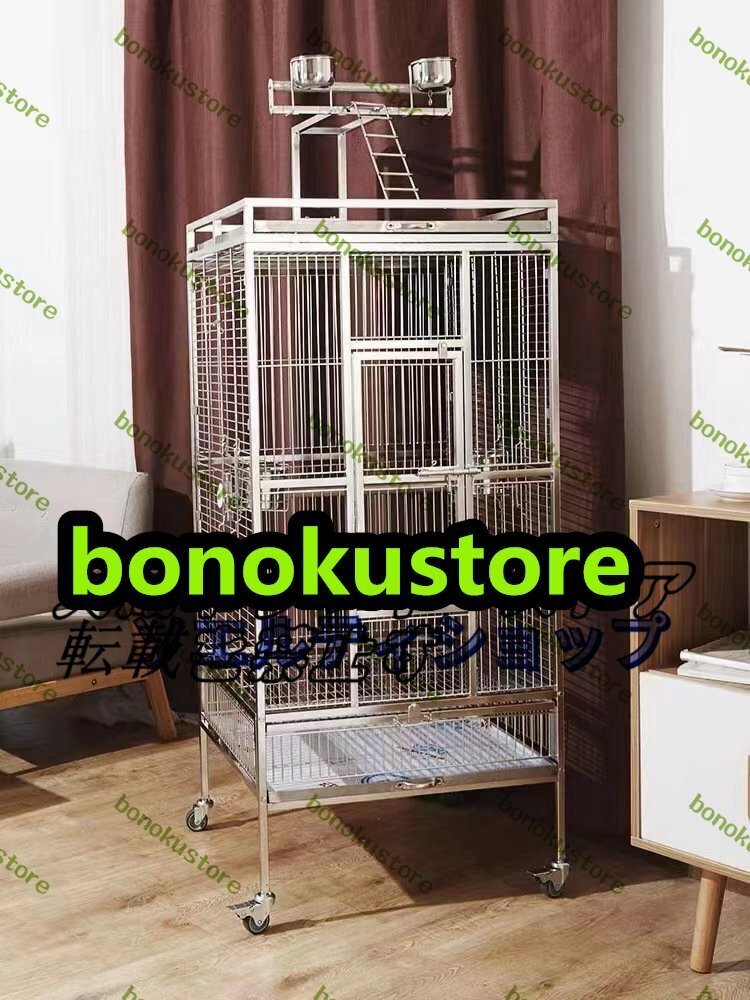 大好評★鳥かご・ケージ 豪華な大型オウムケージ、 304ステンレス鋼の鳩の檻、 キャスター付きの移動可能な動物の別荘 伝書鳩が家に帰る拍卖