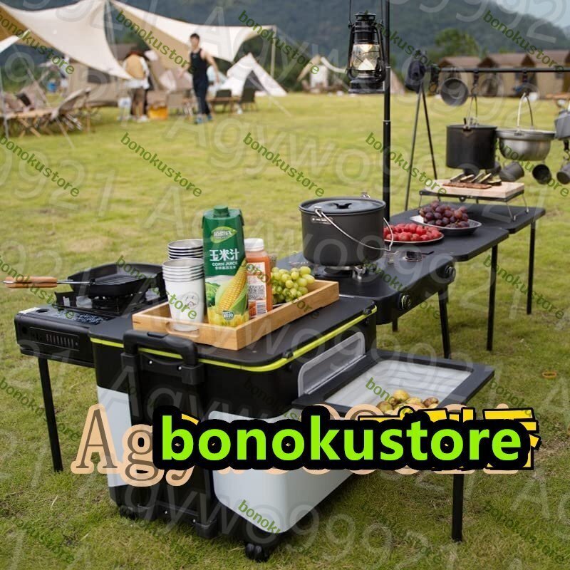 収納スーツケースと折りたたみテーブル付きのキャンプ用キッチンボックス、屋外モバイルキッチン、折りたたみ式モバイルキッチン拍卖