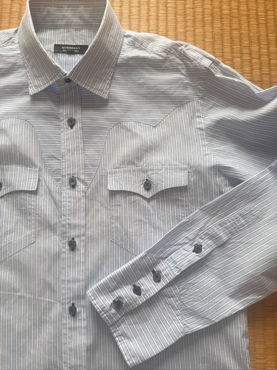 美品:バーバリーブラックレーベルカッターシャツ綿100%拍卖
