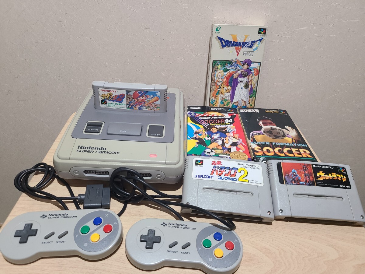 ★まとめセット★任天堂 スーパーファミコン SHVC-002 ニンテンドー Nintendo ソフト6本 電源アダプター・コントローラー2個 ドラクエ等拍卖