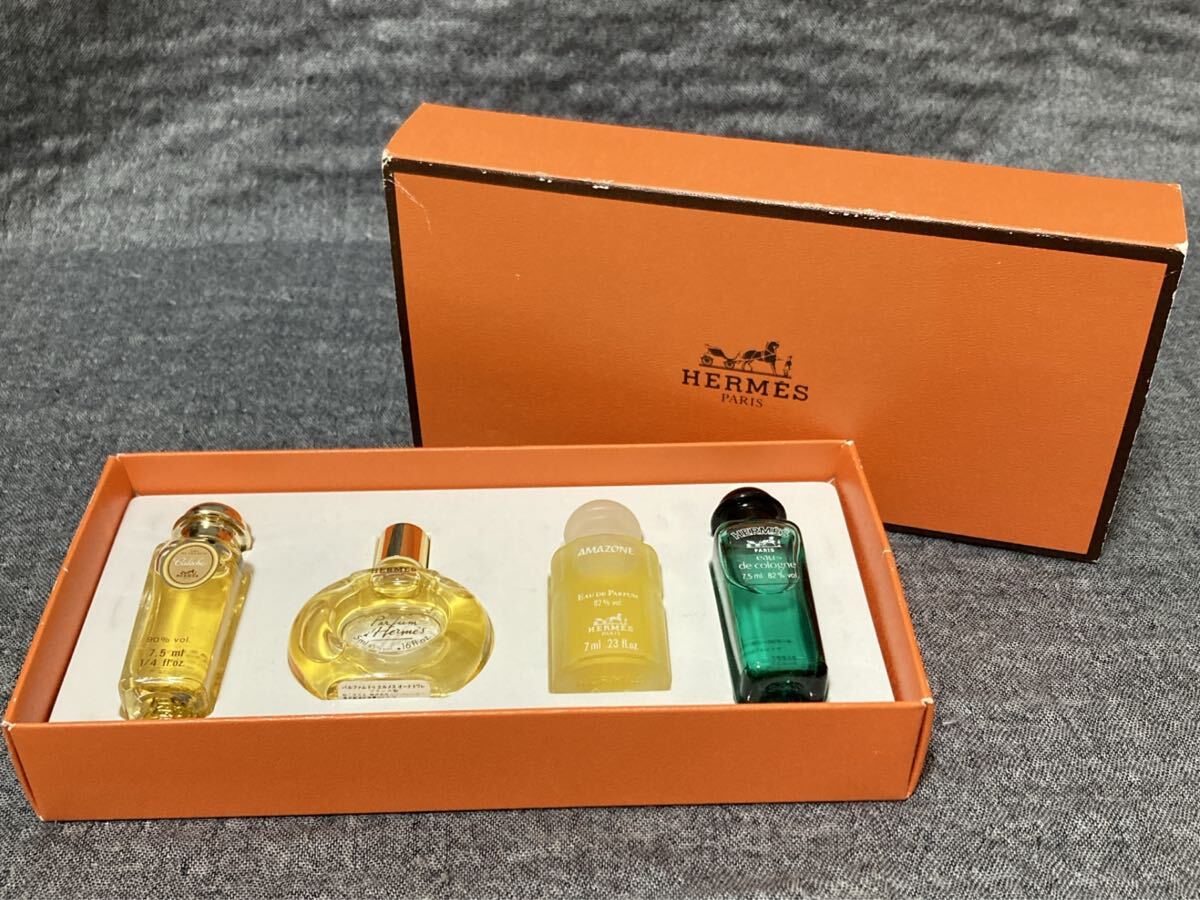 G5J340◆新品同様◆ エルメス HERMES カレーシュ パルファムドゥエルメス アマゾンなど EDT EDP EDC ミニ香水 5〜7.5ml 合計4本セット拍卖