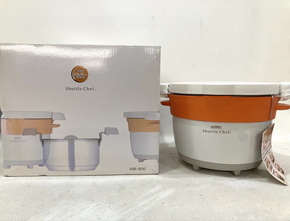 R5J743◆新古品◆ サーモス THERMOS 真空保温調理器 シャトルシェフ KBB-1600 1.6L オレンジ 拍卖