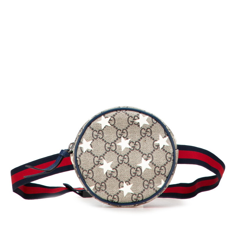 グッチ チルドレンズ GGスプリーム スター ウエストバッグ 502330 ベージュ ネイビー PVC レザー レディース GUCCI 【中古】拍卖