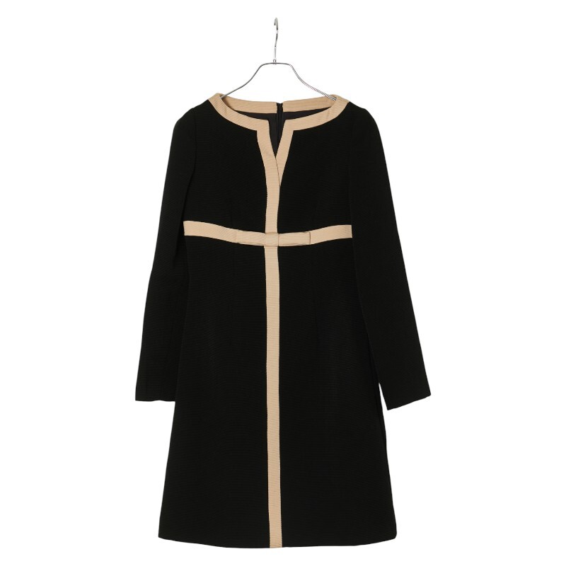 バレンシアガ ワンピース サイズ:38 ブラック ベージュ ウール キュプラ レディース BALENCIAGA 【中古】拍卖