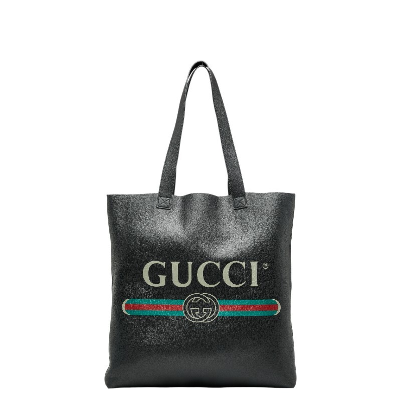 グッチ ロゴプリント トートバッグ 572768 ブラック レザー レディース GUCCI 【中古】拍卖