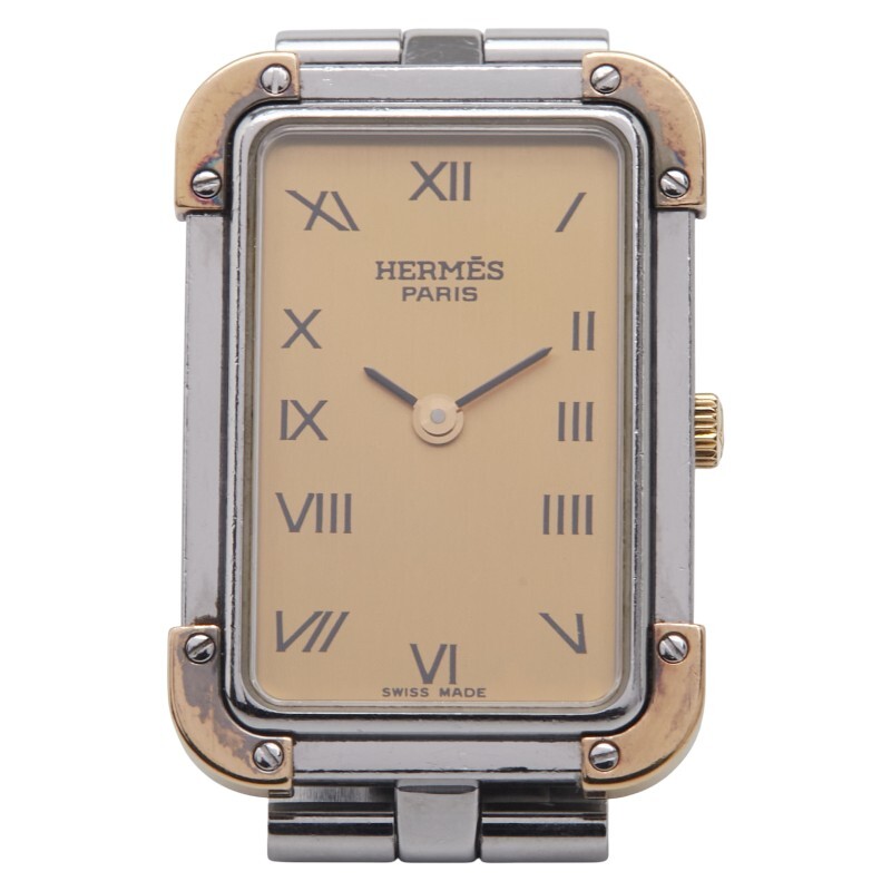 エルメス クロアジュール 腕時計 CR1.220 クオーツ ゴールド文字盤 ステンレススチール メッキ レディース HERMES 【中古】拍卖