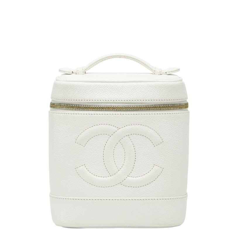 シャネル ココマーク バニティバッグ ハンドバッグ ホワイト キャビアスキン レディース CHANEL 【中古】拍卖
