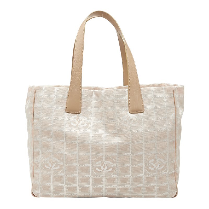 シャネル ニュートラベルライン トートバッグ ベージュ ピンク ナイロン レザー レディース CHANEL 【中古】拍卖