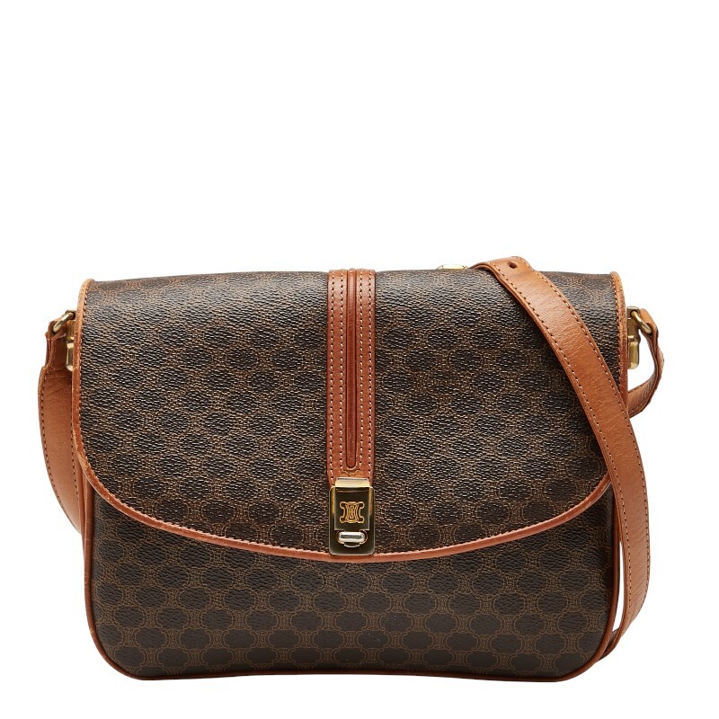 セリーヌ マカダム ショルダーバッグ ブラウン PVC レザー レディース CELINE 【中古】拍卖