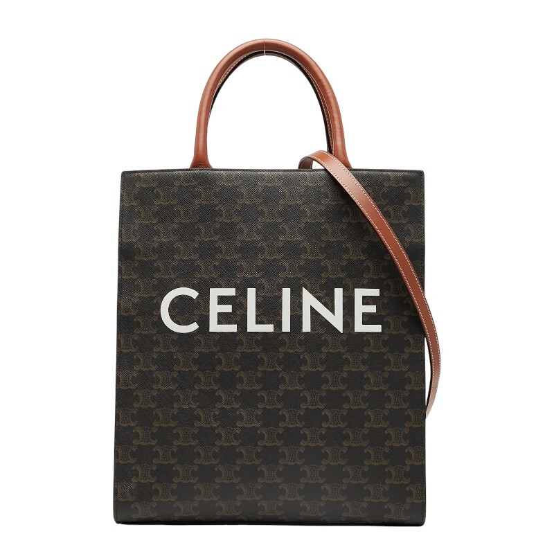 セリーヌ トリオンフ バーティカル カバ スモール トートバッグ ショルダーバッグ 2WAY ブラウン PVC レザー レディース CELINE 【中古】拍卖