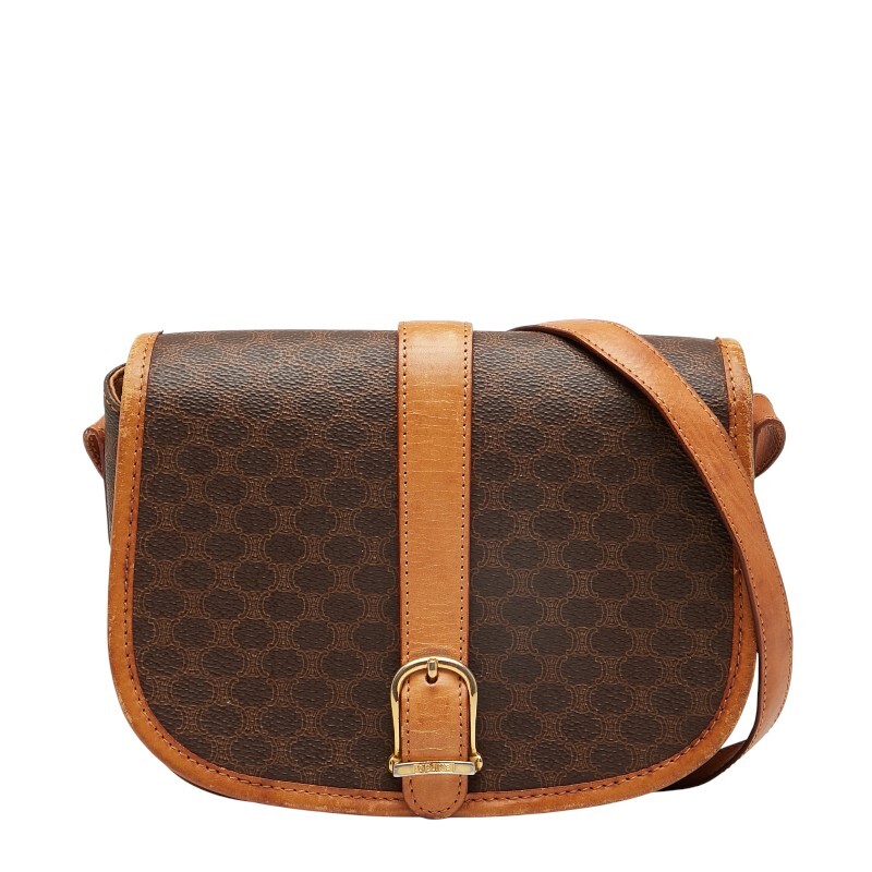 セリーヌ マカダム ショルダーバッグ ブラウン PVC レザー レディース CELINE 【中古】拍卖