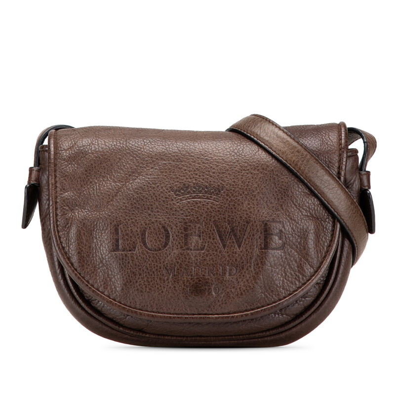 ロエベ ヘリテージ 斜め掛け ショルダーバッグ ブラウン レザー レディース LOEWE 【中古】拍卖