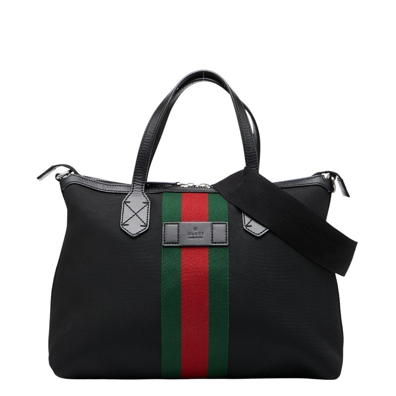 グッチ シェリーライン ハンドバッグ ショルダーバッグ 2WAY 630923 ブラック マルチカラー キャンバス レザー レディース GUCCI【中古】拍卖