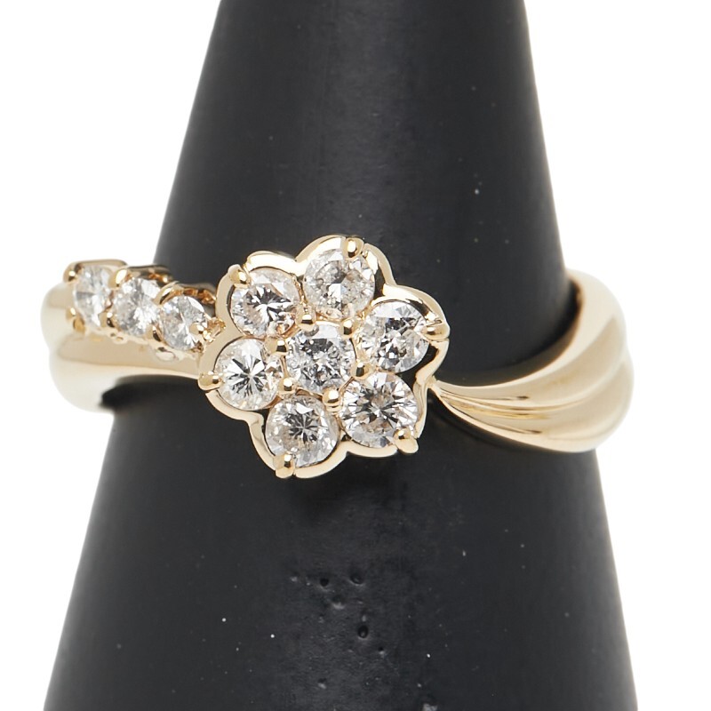 K18YG イエローゴールド ダイヤ0.51ct リング 指輪 レディース 12.5号 中古拍卖