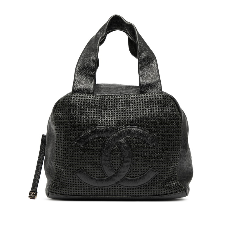 シャネル ココマーク メッシュ ハンドバッグ ミニボストンバッグ ブラック キャビアスキン レディース CHANEL 【中古】拍卖