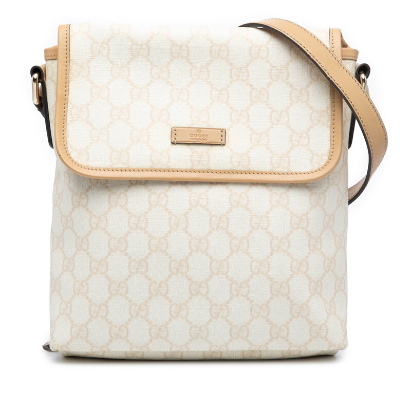 グッチ GGスプリーム ショルダーバッグ メッセンジャーバッグ 223666 ベージュ ブラウン PVC レザー レディース GUCCI 【中古】拍卖